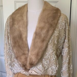 VTG Cashmere Fur Lace RARE Dalton Leitman Honey Blonde SweaterJacket Glam Bridal